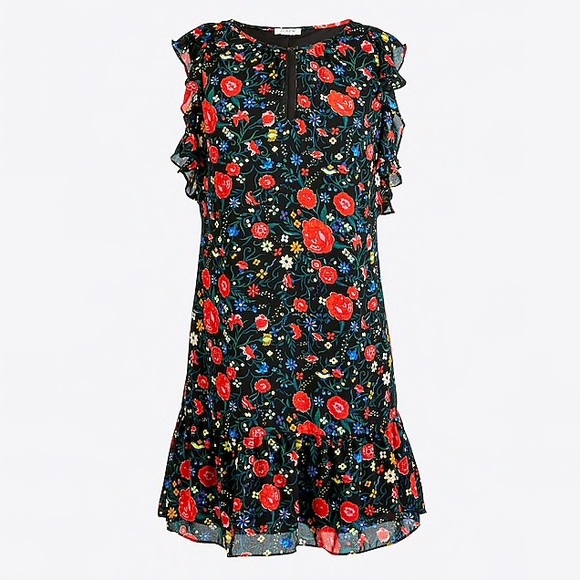 J.Crew Floral Printed Flutter Dress M - Picture 3 of 8